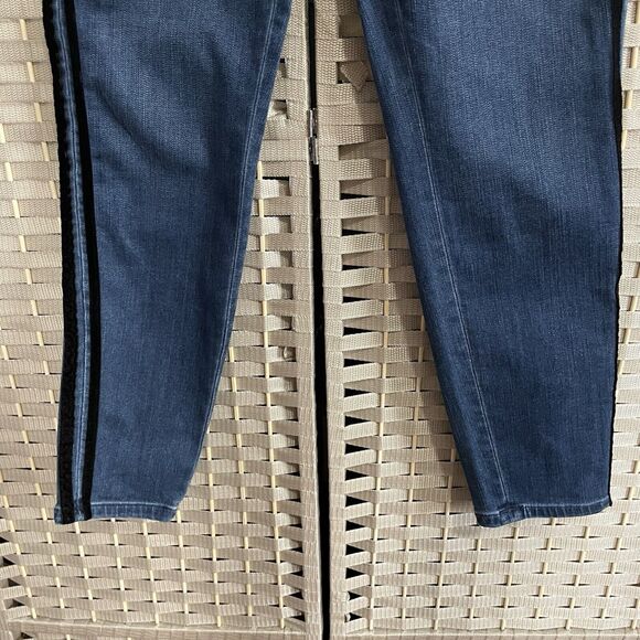 Ann Taylor Velvet Stripe THE SKINNY Jeans Size 10 Blue Mid Rise Stretch Denim - Picture 4 of 10